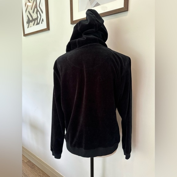 VTG Oleg Cassini Sport Velour Zip Front Jacket Striped in Black SZ L EUC - Picture 6 of 7